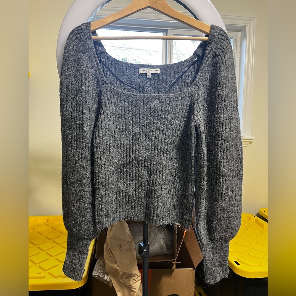 Rebecca Minkoff Grey Wool Puff Sleeve Pixi Sweater - Picture 11 of 15